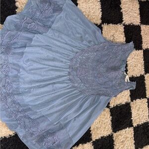 Lace Bodice Sleeveless top in Dusty Blue